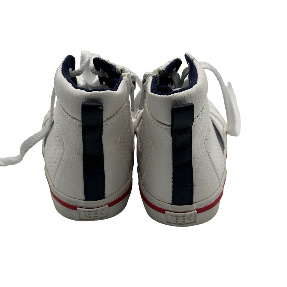 Kids Boys Old Navy 8 Toddler White Shoes Ankle Faux Leather High Top Lace Up - Picture 6 of 10